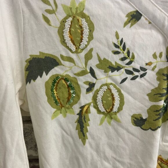 Soft Surroundings Ladies Size XS White/Green Flowers - Picture 2 of 6